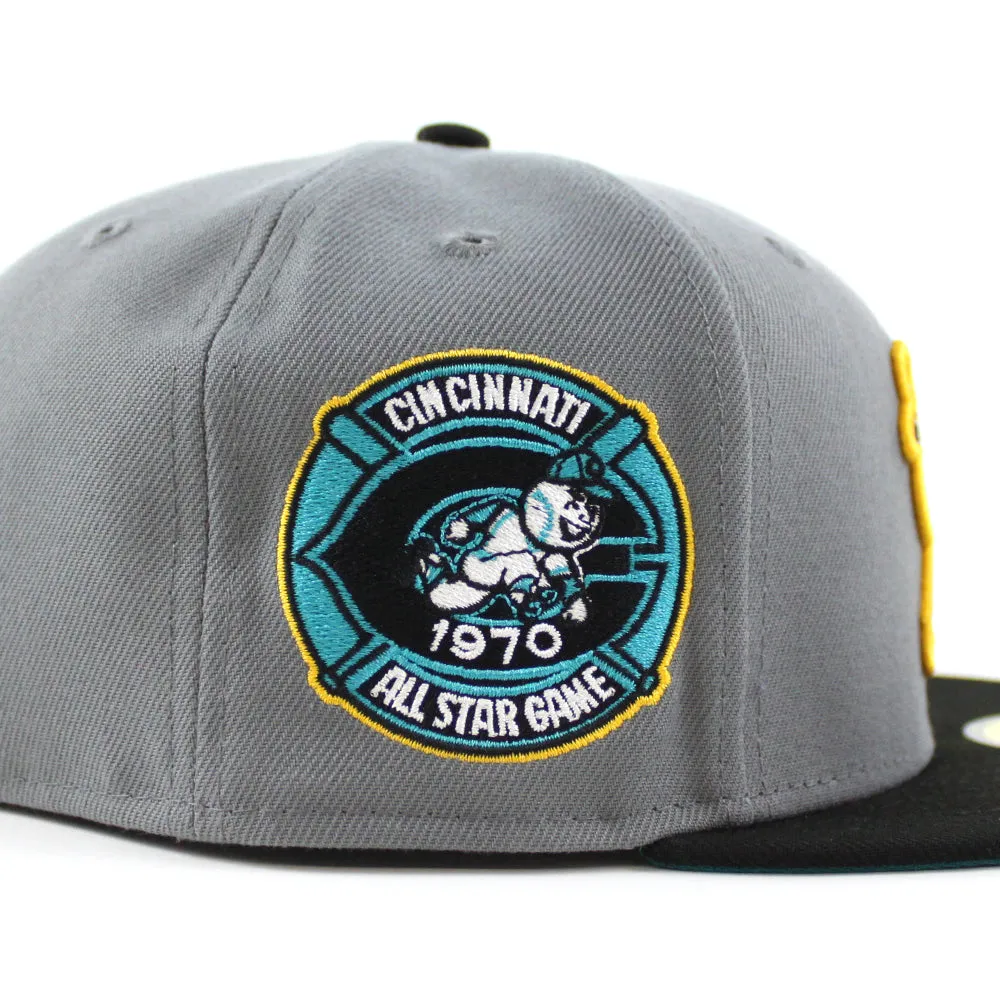 Cincinnati Reds 1970 All Star Game Retro New Era 59Fifty Fitted Hat (Storm Gray Black Teal Under Brim)