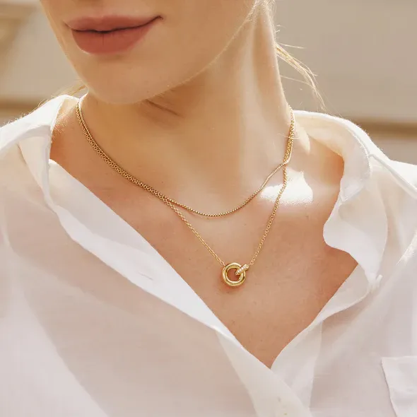 Circle Link Necklace in Gold Plated Sterling Silver