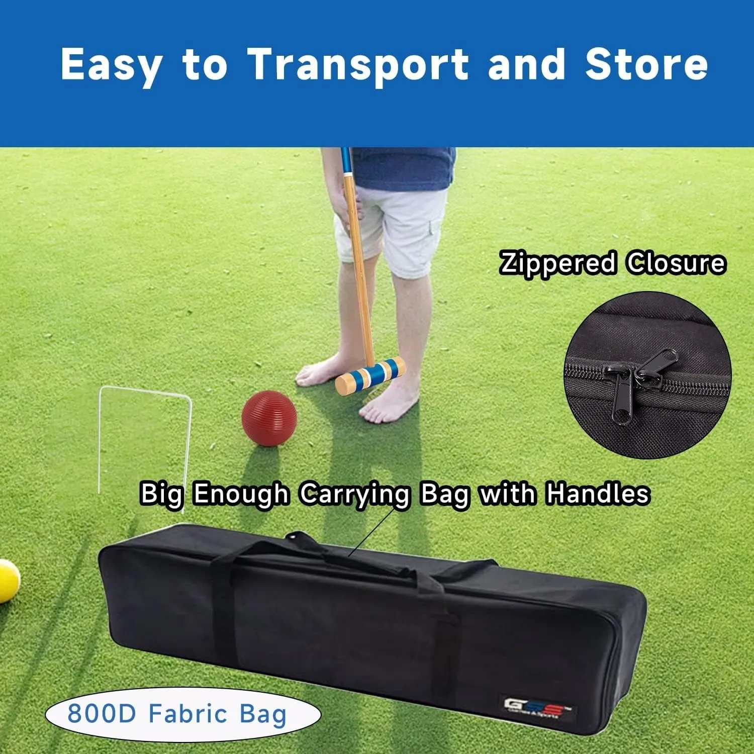 Classic 6-Player Croquet Set with 6 Balls 9 2 Stakes and A rrying