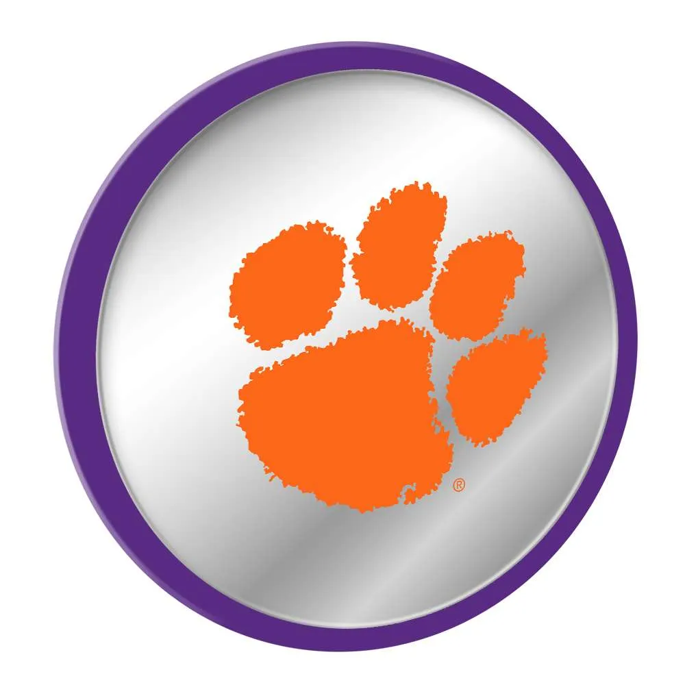 Clemson Tigers: Paw Print - Modern Disc Mirrored Wall Sign