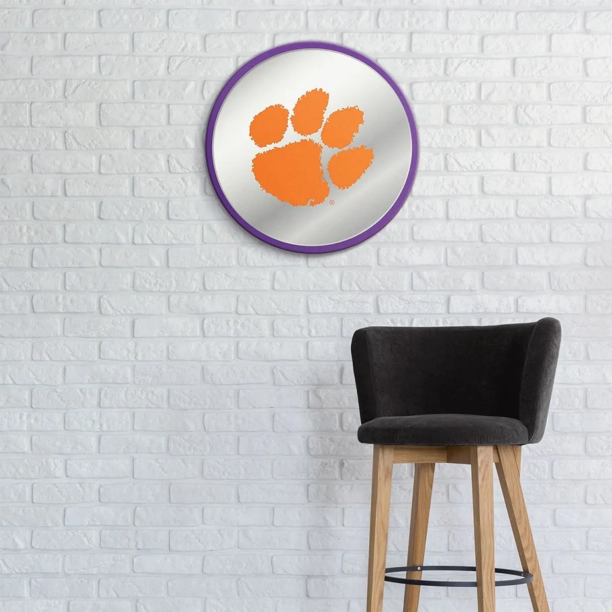 Clemson Tigers: Paw Print - Modern Disc Mirrored Wall Sign