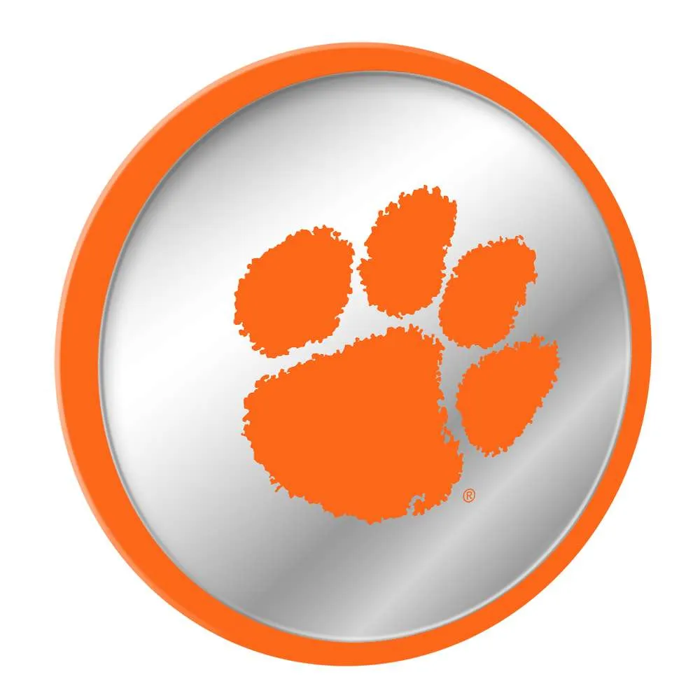 Clemson Tigers: Paw Print - Modern Disc Mirrored Wall Sign