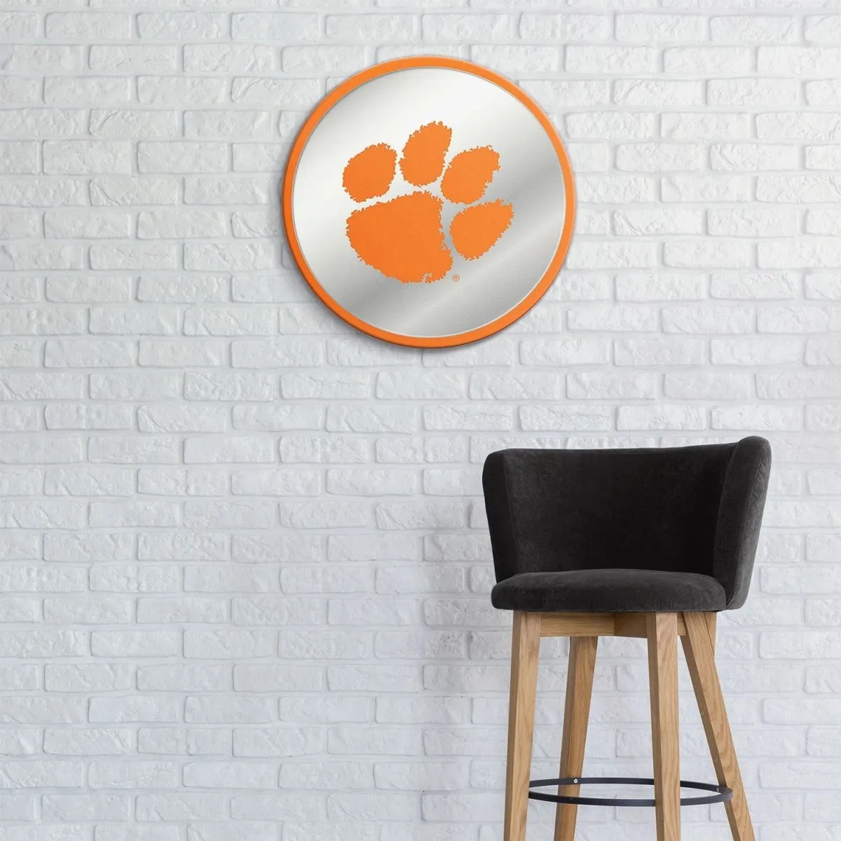 Clemson Tigers: Paw Print - Modern Disc Mirrored Wall Sign