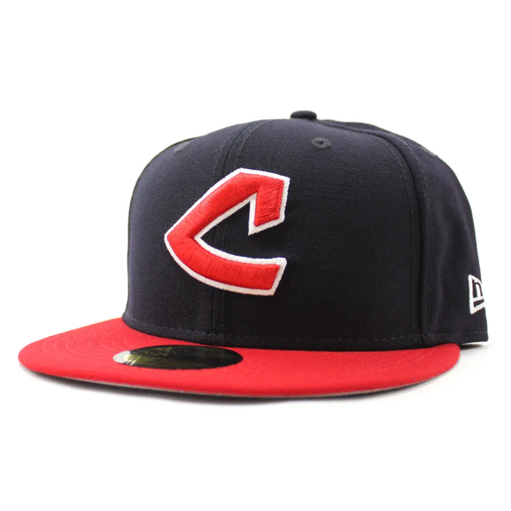 Cleveland Indians 1973 New Era 59Fifty Fitted Hat (Navy Red Gray Under Brim)