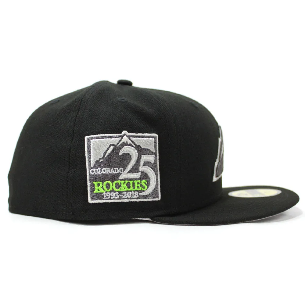 Colorado Rockies 25th Anniversary New Era 59Fifty Fitted Hat (Glow in the Dark Black Lime Grey Under Brim)