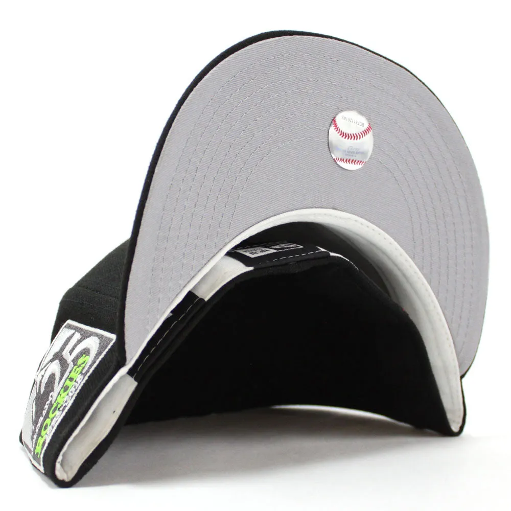 Colorado Rockies 25th Anniversary New Era 59Fifty Fitted Hat (Glow in the Dark Black Lime Grey Under Brim)