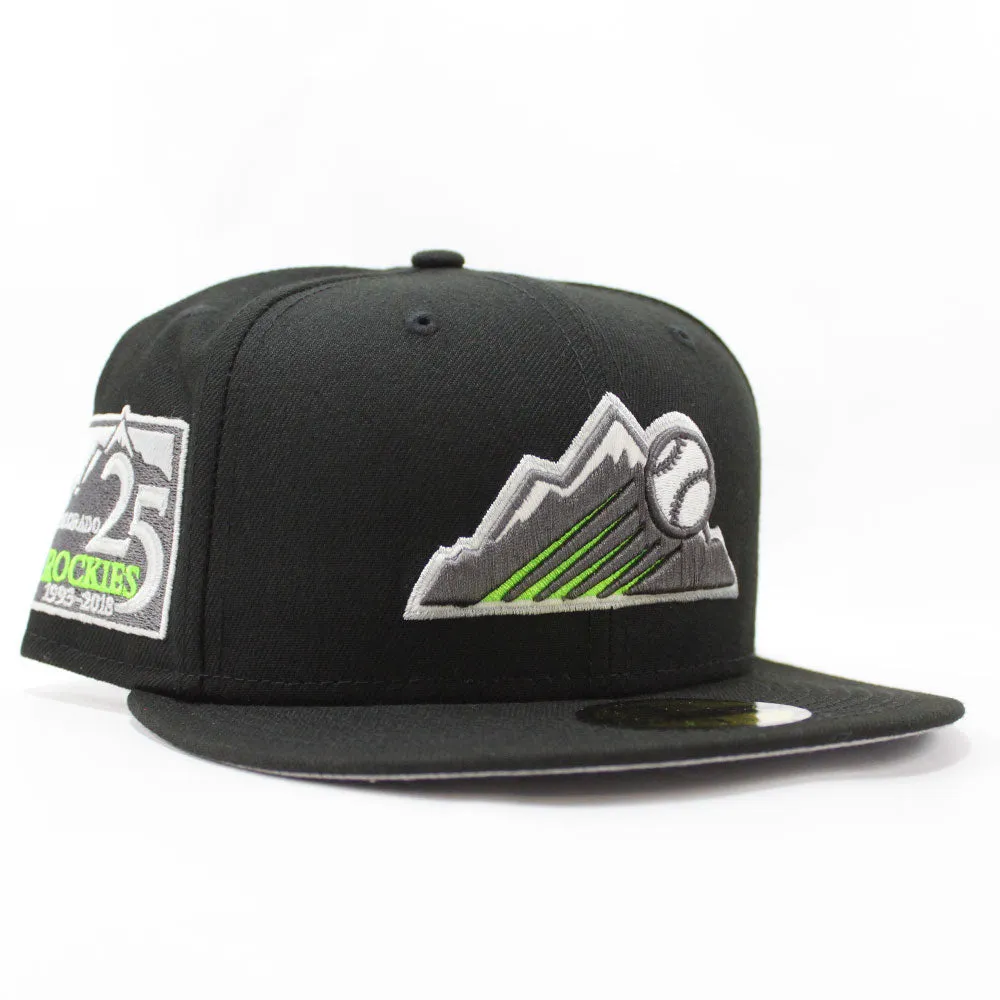 Colorado Rockies 25th Anniversary New Era 59Fifty Fitted Hat (Glow in the Dark Black Lime Grey Under Brim)