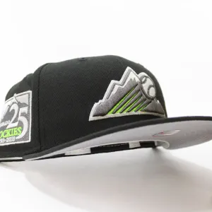 Colorado Rockies 25th Anniversary New Era 59Fifty Fitted Hat (Glow in the Dark Black Lime Grey Under Brim)