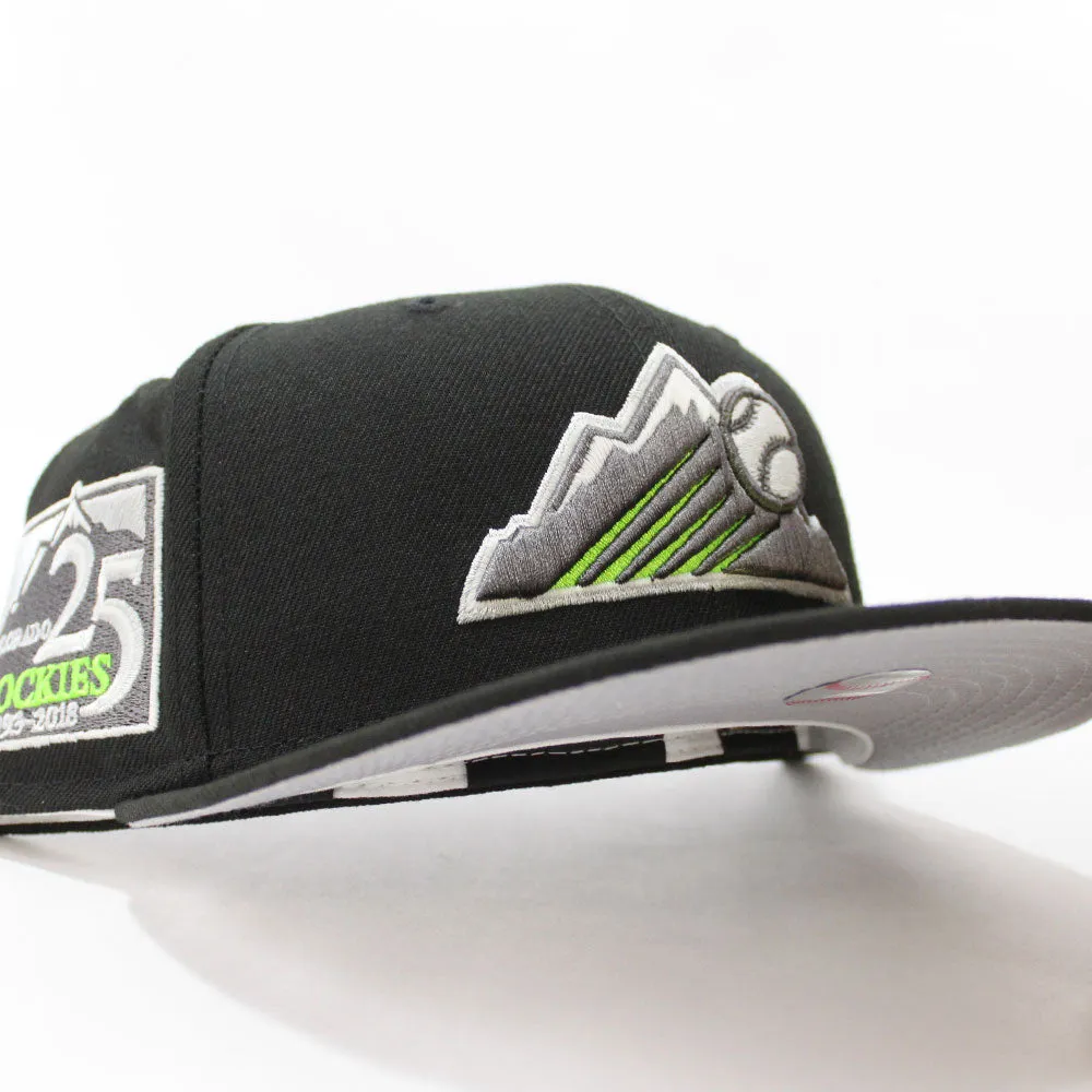 Colorado Rockies 25th Anniversary New Era 59Fifty Fitted Hat (Glow in the Dark Black Lime Grey Under Brim)