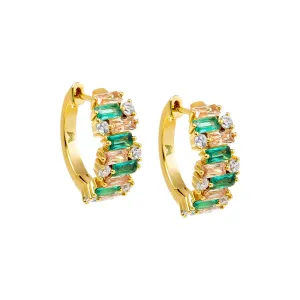 Colored CZ X Baguette Scattered Huggie Earring