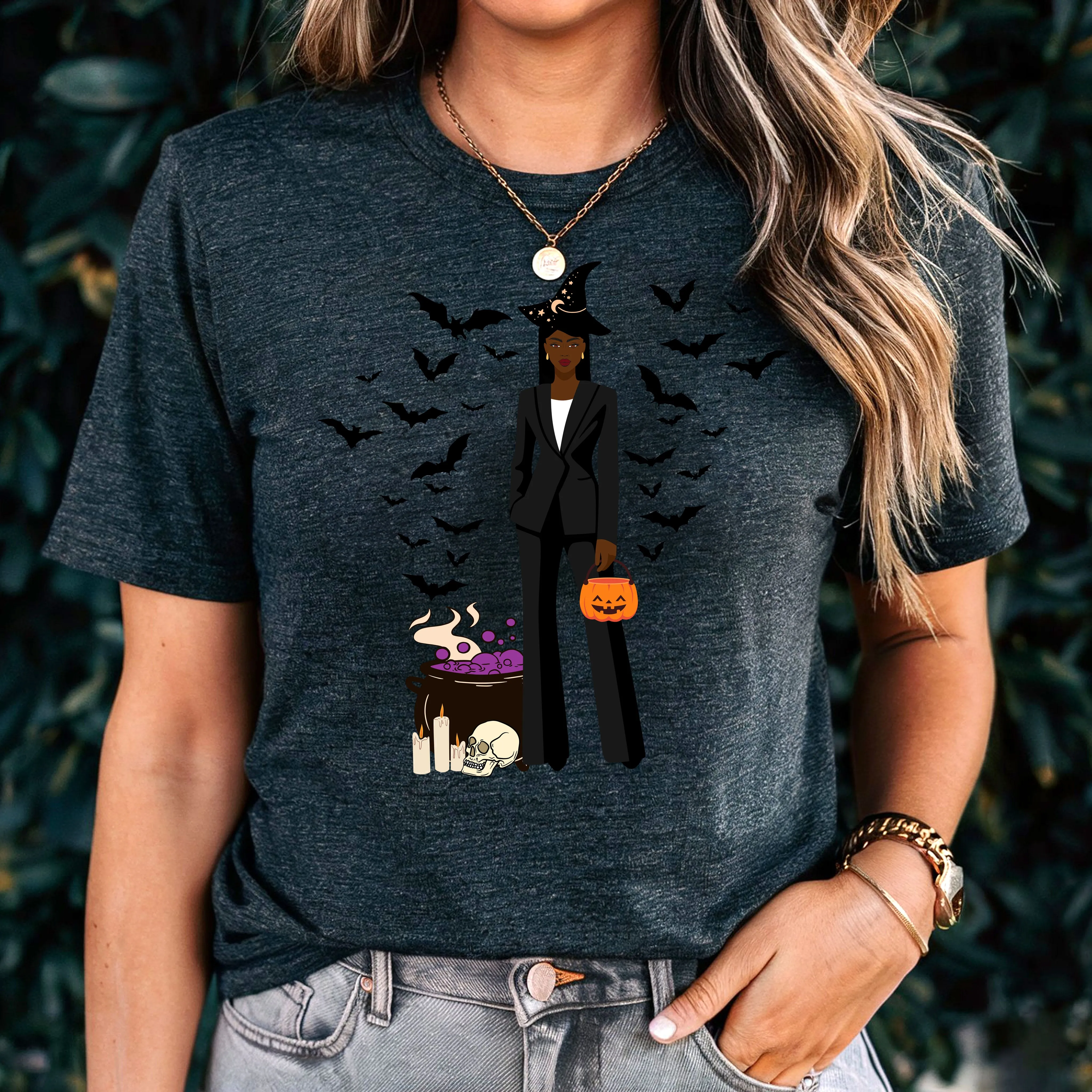 Comfort Colors Fashionable Halloween Shirt For Black Girl Halloween Shirt Gift For Spooky Season Shirt Black Girl Magic Retro Halloween Gift