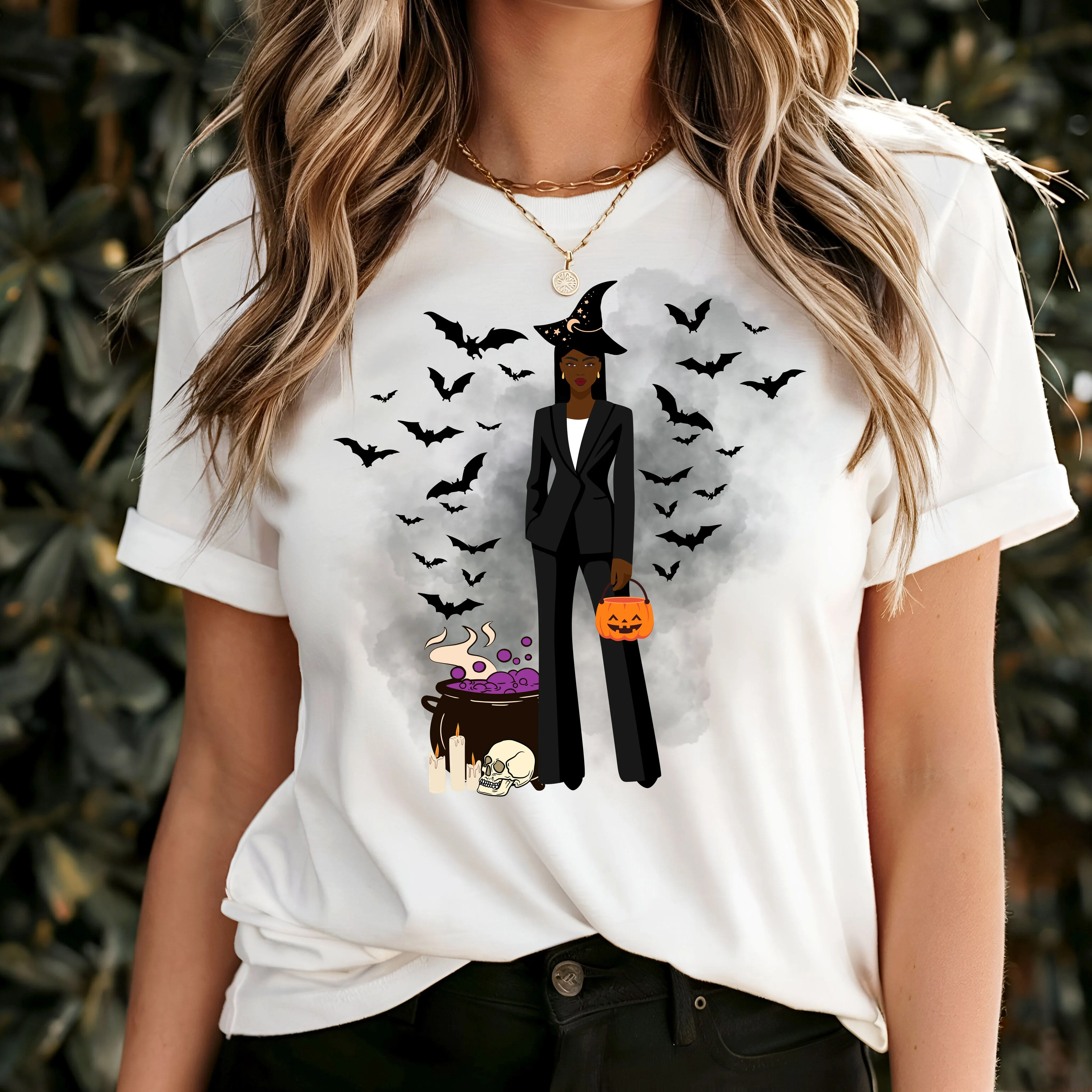 Comfort Colors Fashionable Halloween Shirt For Black Girl Halloween Shirt Gift For Spooky Season Shirt Black Girl Magic Retro Halloween Gift