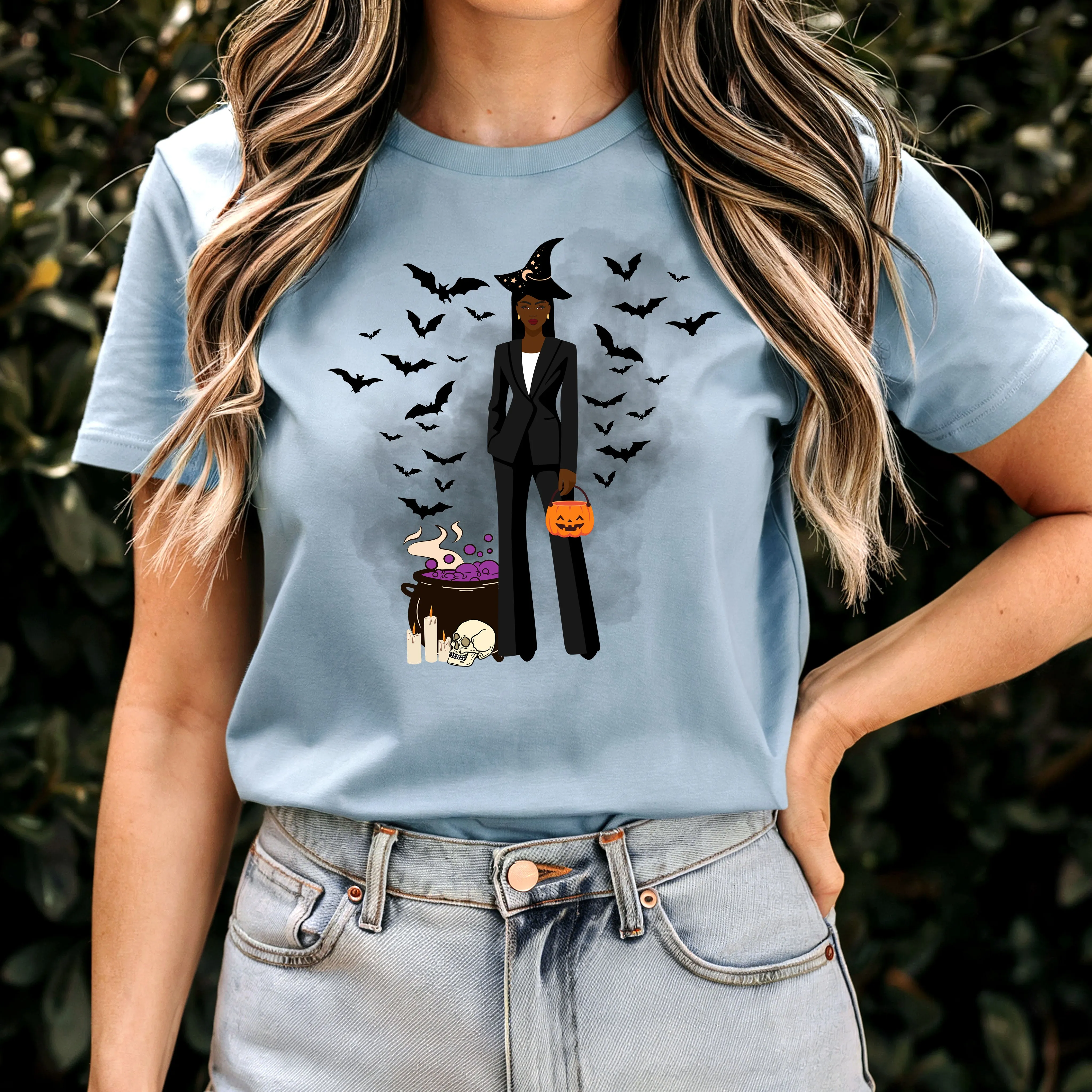 Comfort Colors Fashionable Halloween Shirt For Black Girl Halloween Shirt Gift For Spooky Season Shirt Black Girl Magic Retro Halloween Gift