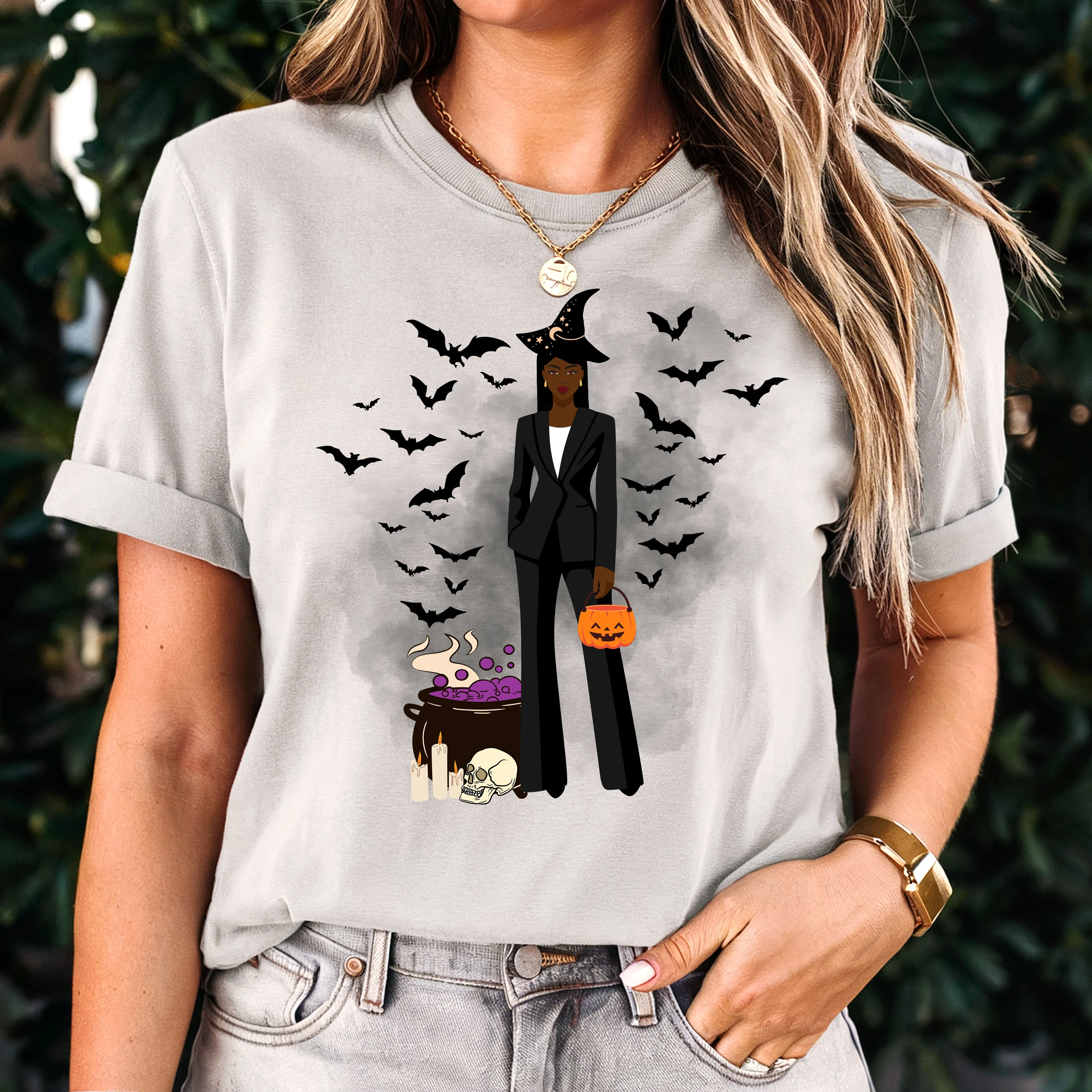 Comfort Colors Fashionable Halloween Shirt For Black Girl Halloween Shirt Gift For Spooky Season Shirt Black Girl Magic Retro Halloween Gift