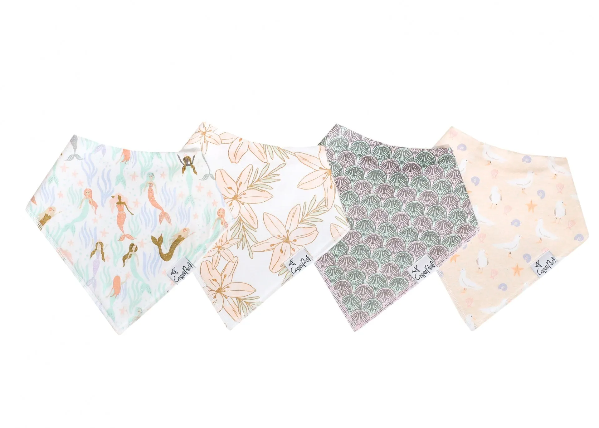 Copper Pearl Coral Bandana Bib Set