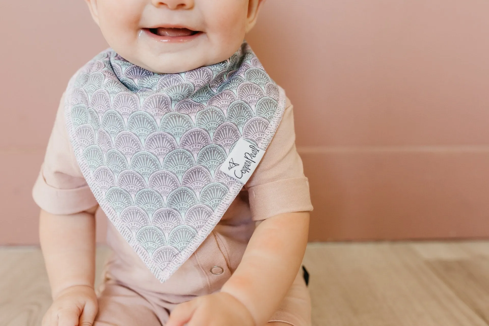 Copper Pearl Coral Bandana Bib Set