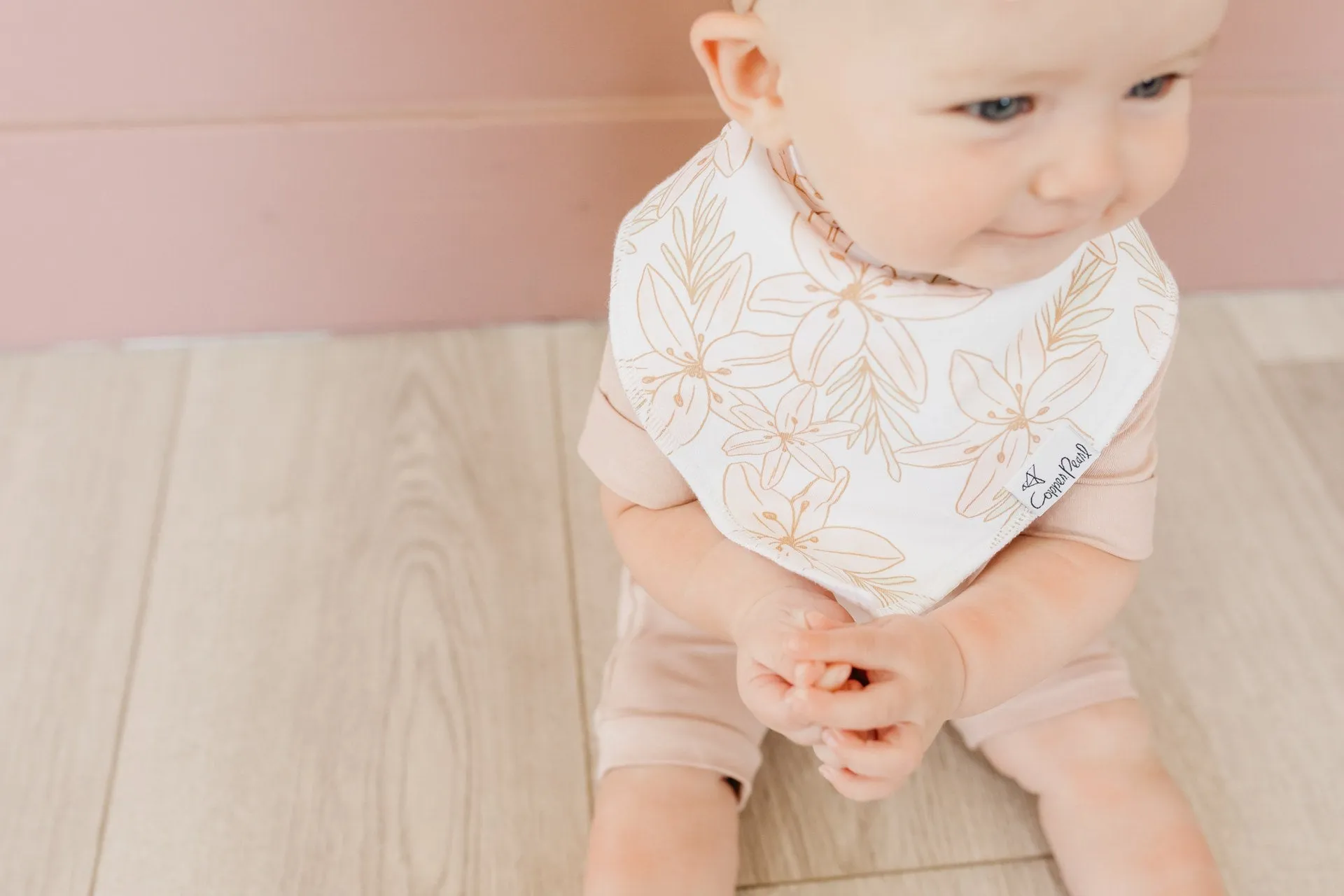 Copper Pearl Coral Bandana Bib Set