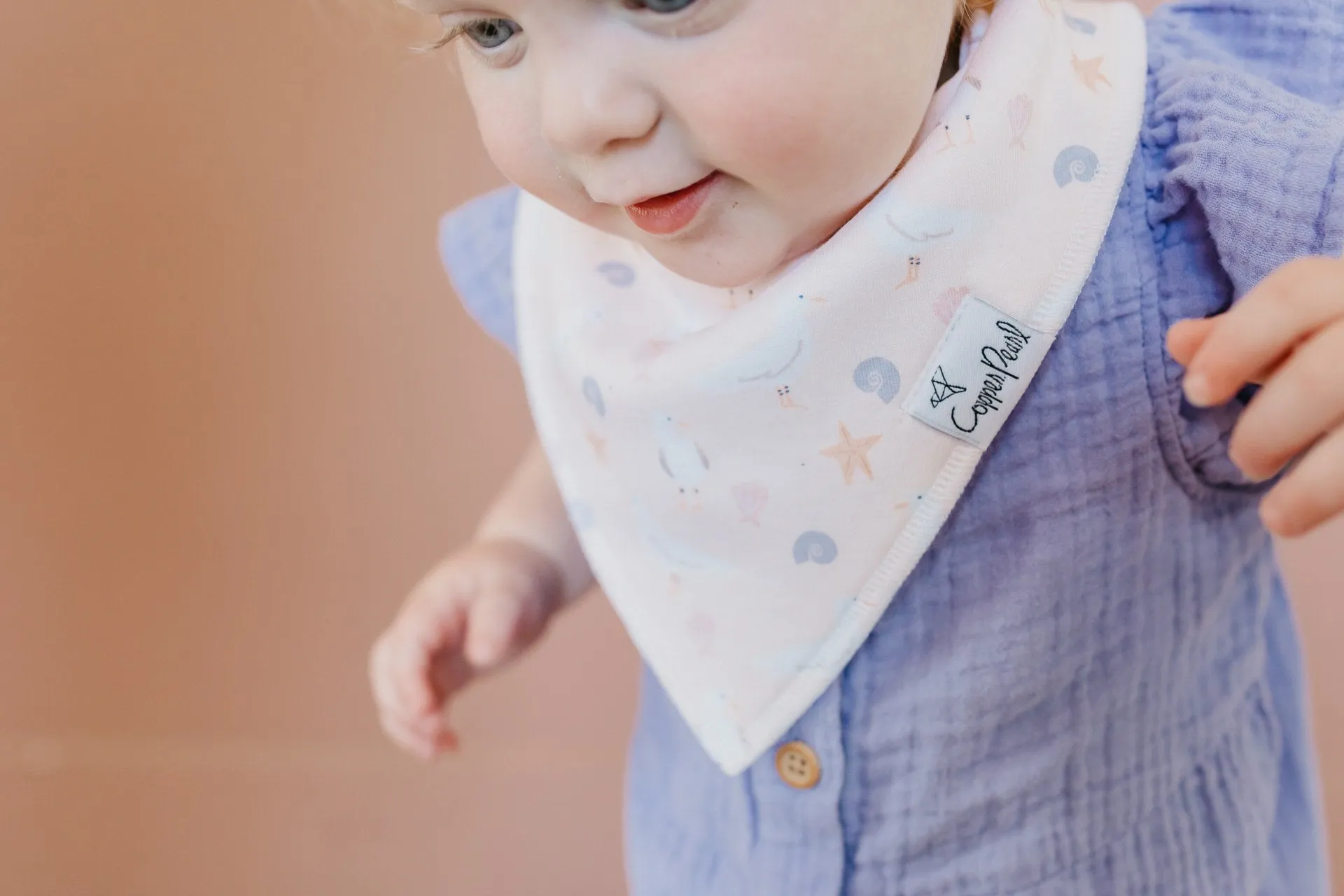 Copper Pearl Coral Bandana Bib Set