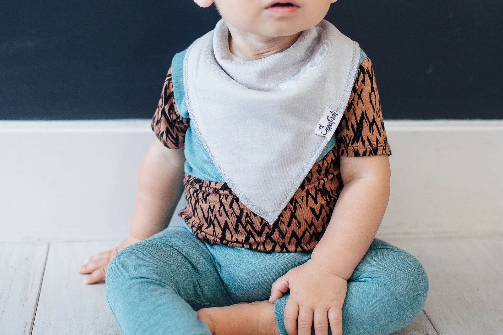 Copper Pearl Gray Basics Bandana Bib Set