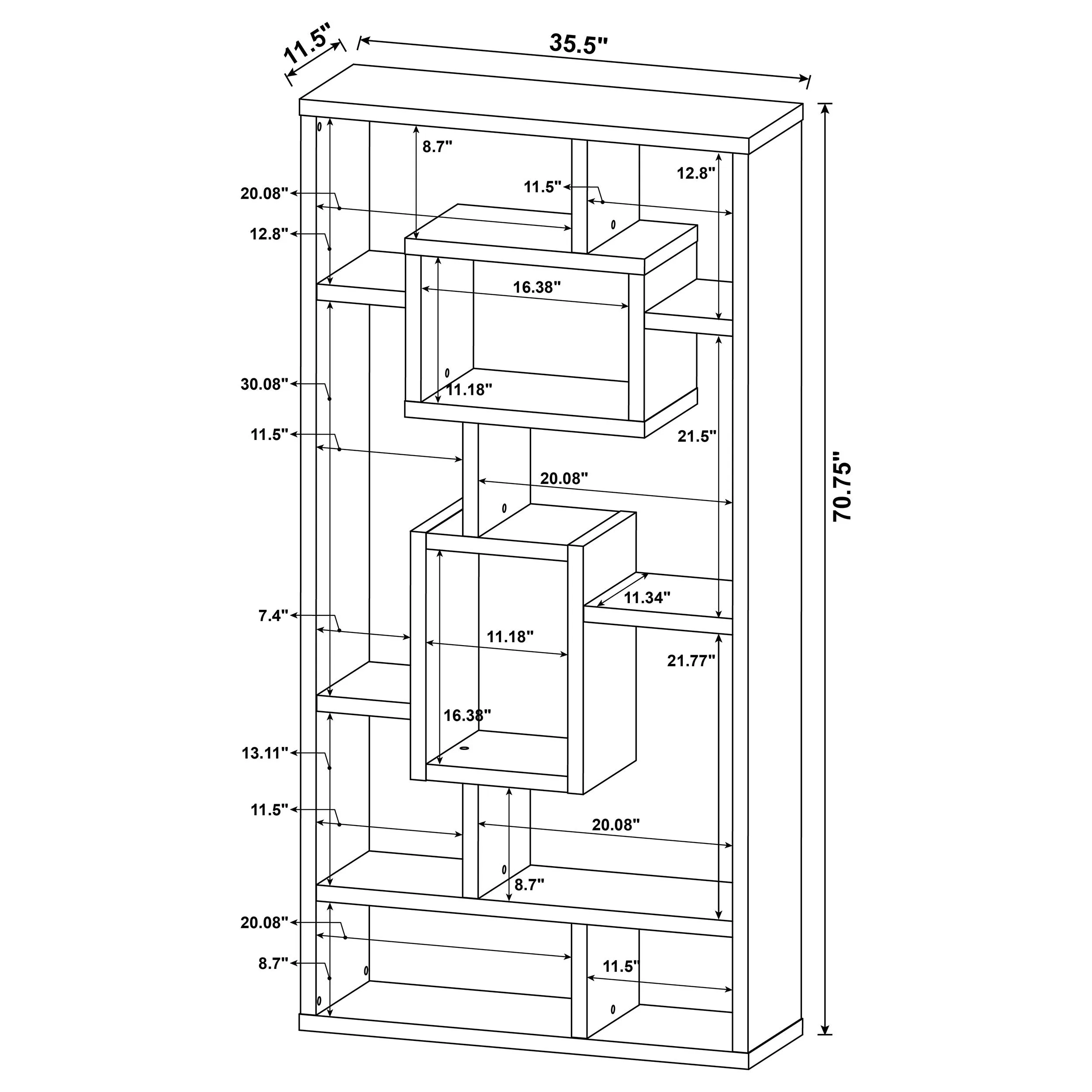 Corey 71-inch 8-shelf Bookshelf Cappuccino
