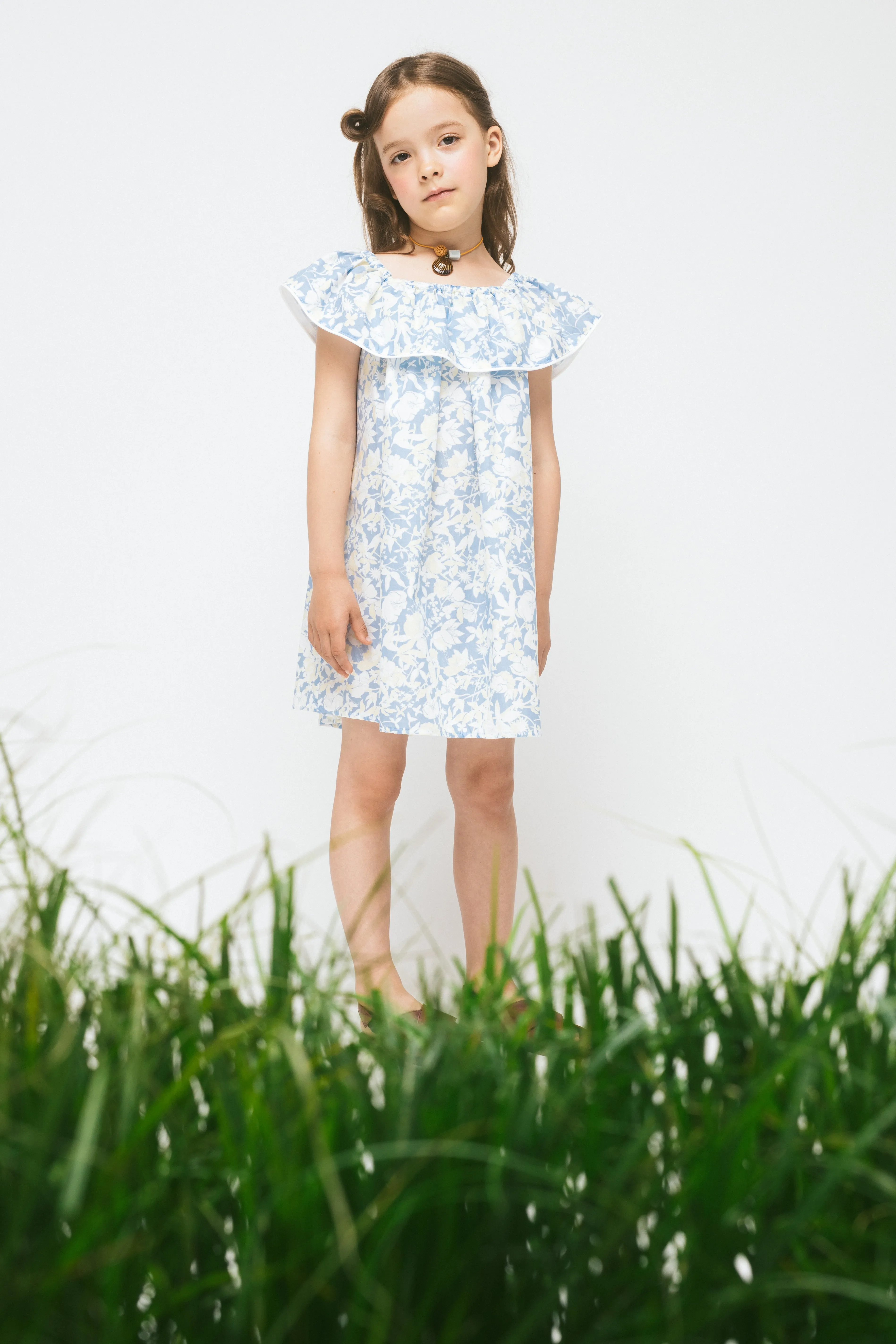 Cotton Off Shoulder Dress Anemone, Blue