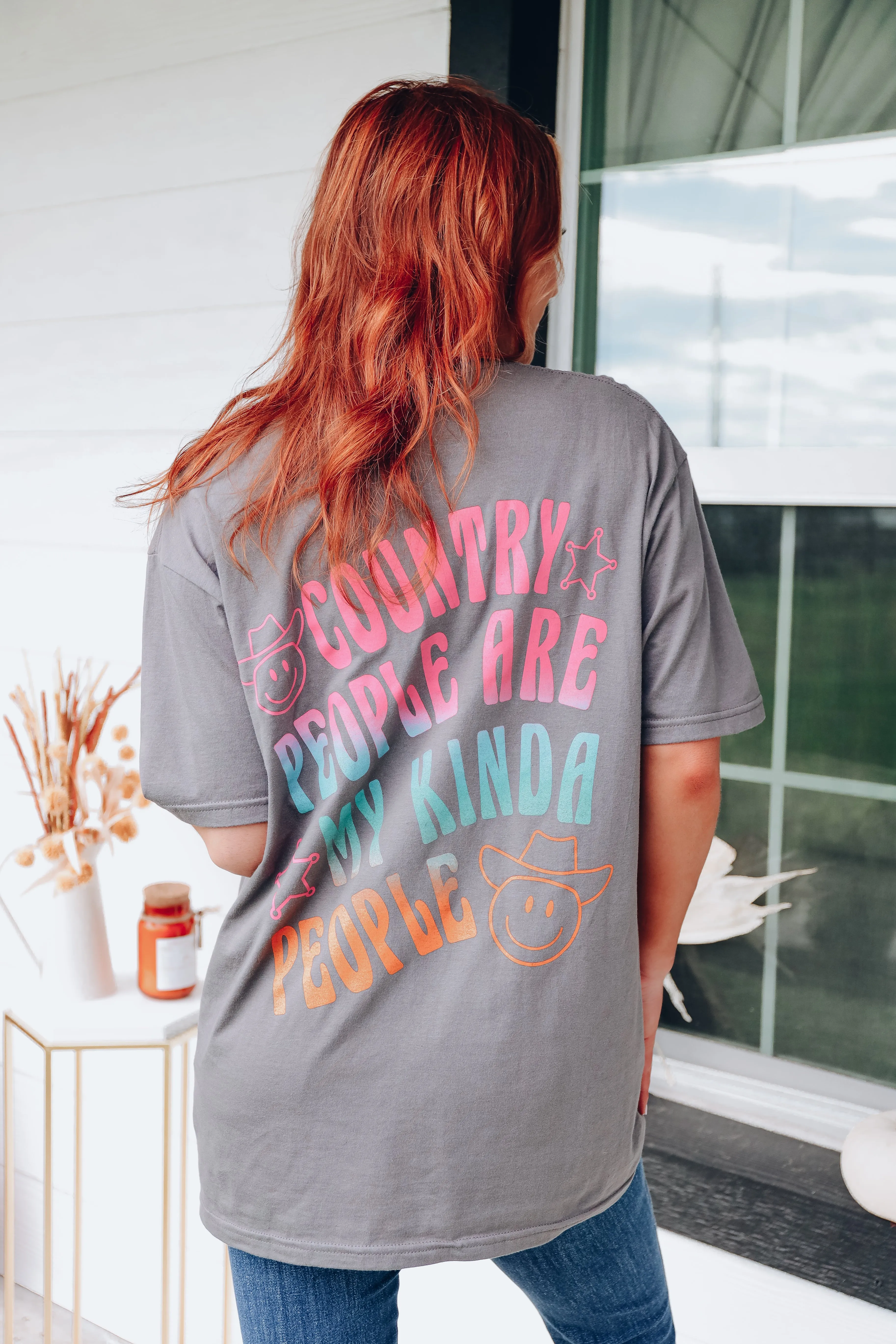 Country People Are My People Graphic Tee - Charcoal