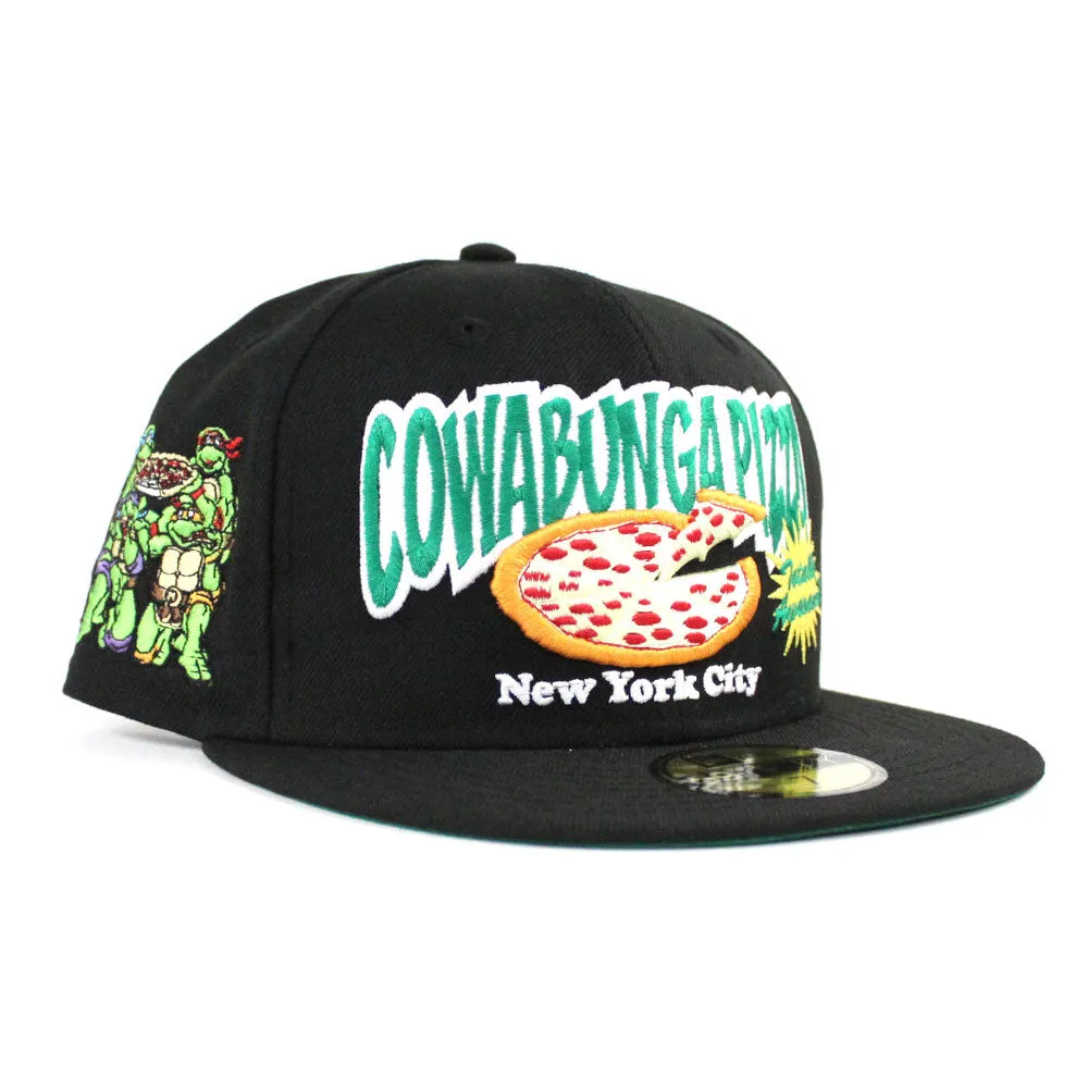 Cowabungapizza The Teenage Mutant Ninja Turtles New Era 59Fifty Fitted Hat (Black Green Under Brim)