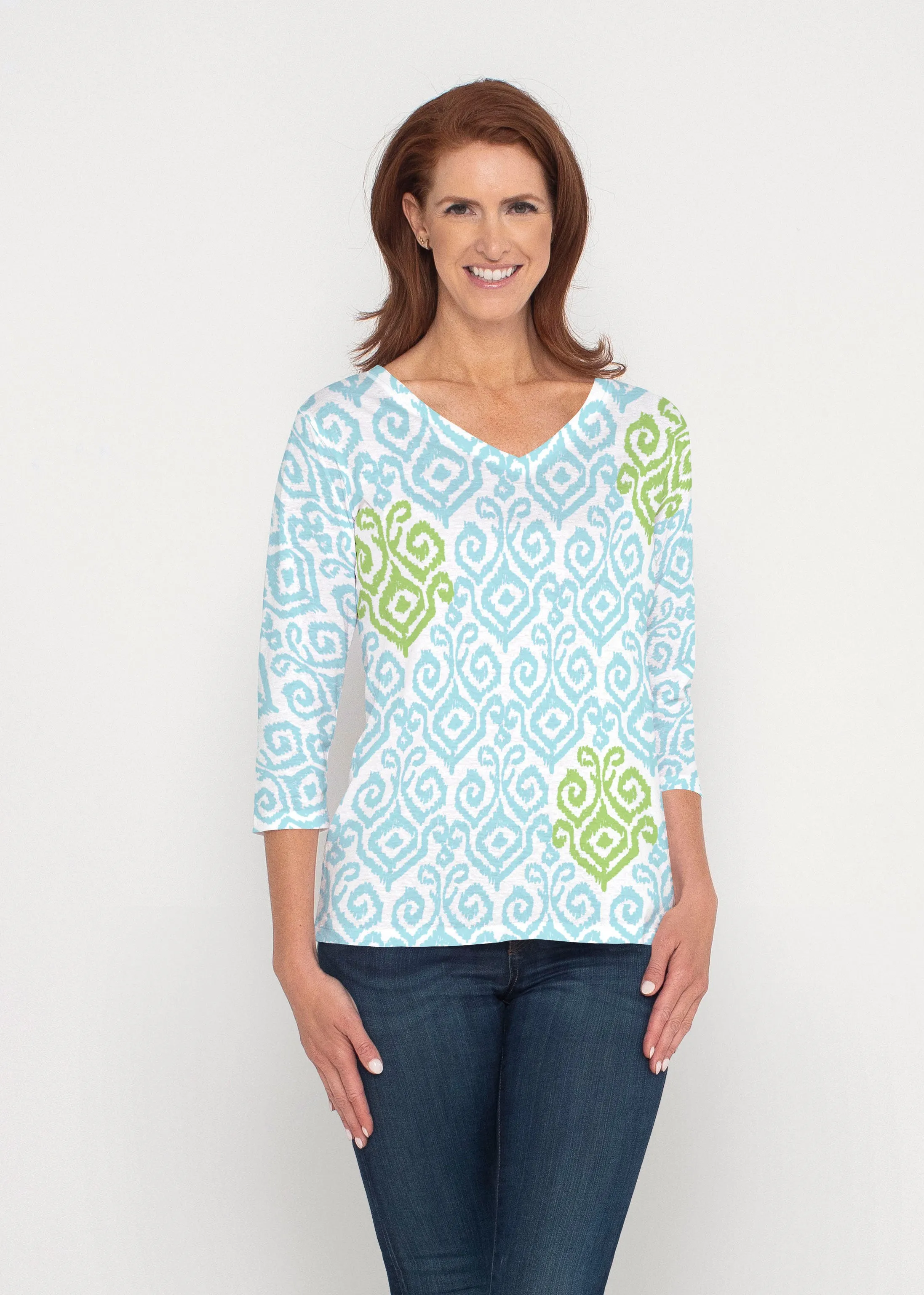 Crayola Aqua- Lime (8029) ~ Signature 3/4 Sleeve V-Neck Top