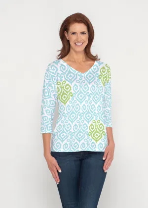 Crayola Aqua- Lime (8029) ~ Signature 3/4 Sleeve V-Neck Top