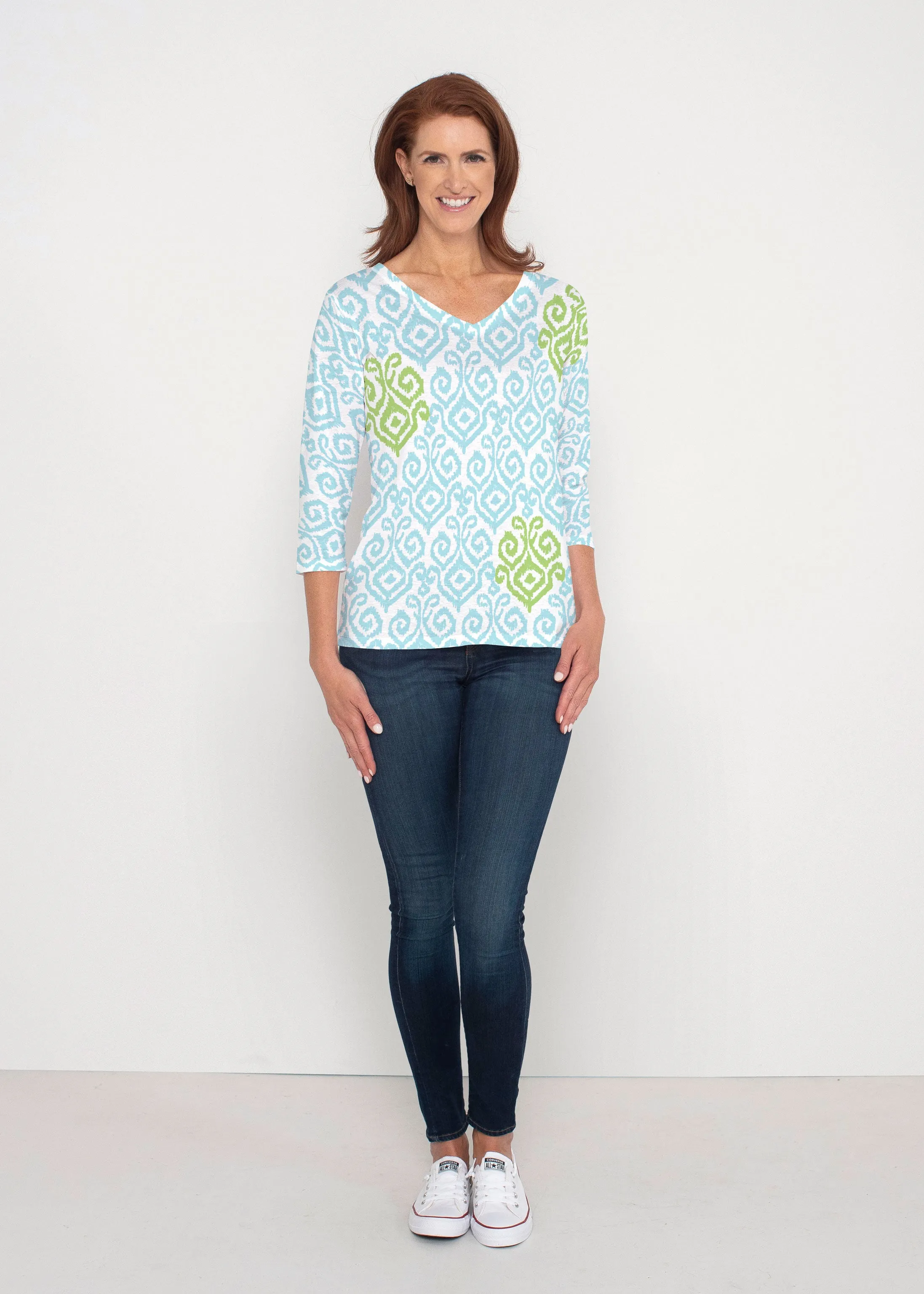 Crayola Aqua- Lime (8029) ~ Signature 3/4 Sleeve V-Neck Top
