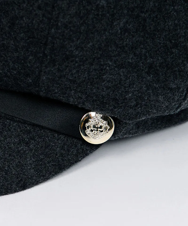 CREVE NINE: Leather Rope Marine Cap - Charcoal