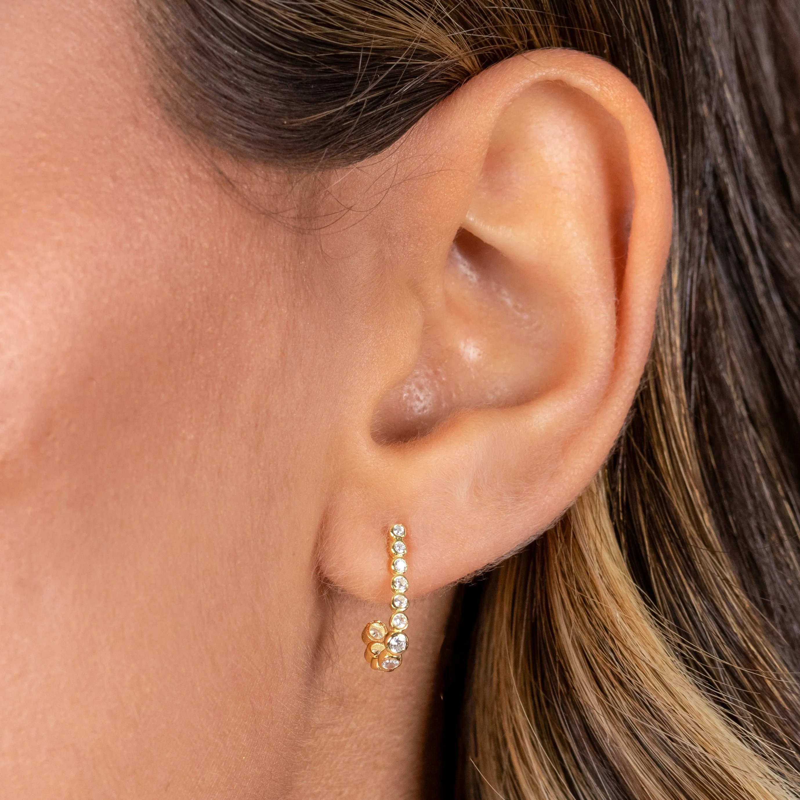 CZ Bezel U Shape Stud Earring