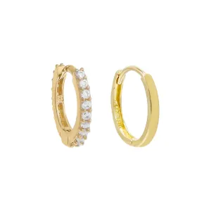 CZ Mini Huggie Earring Combo Set 14K
