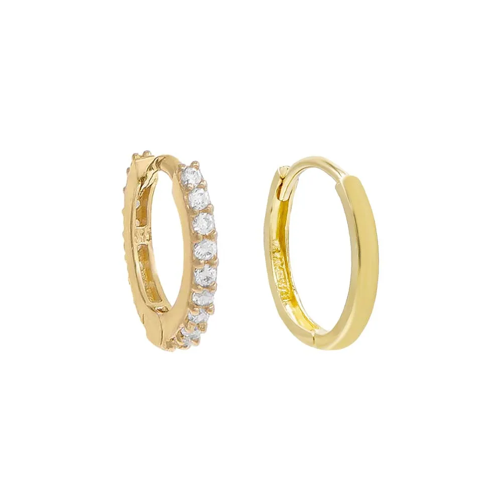 CZ Mini Huggie Earring Combo Set 14K