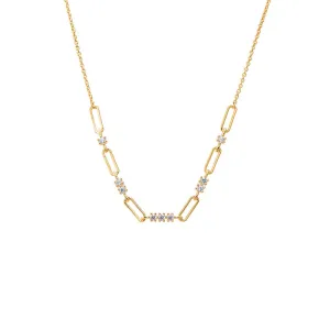 CZ Scattered Paperclip Necklace