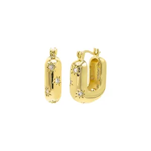 CZ Starburst Paperclip Hoop Earring
