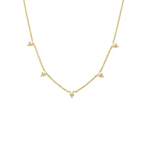 CZ X Pearl Dangling Necklace