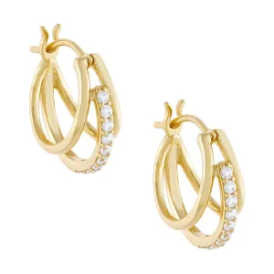CZ X Solid Hoop Earring