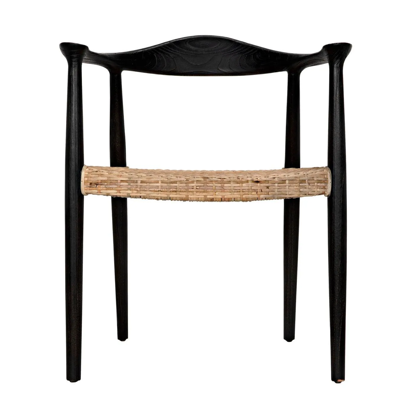Dallas Chair, Black Burnt with Rattan by Noir