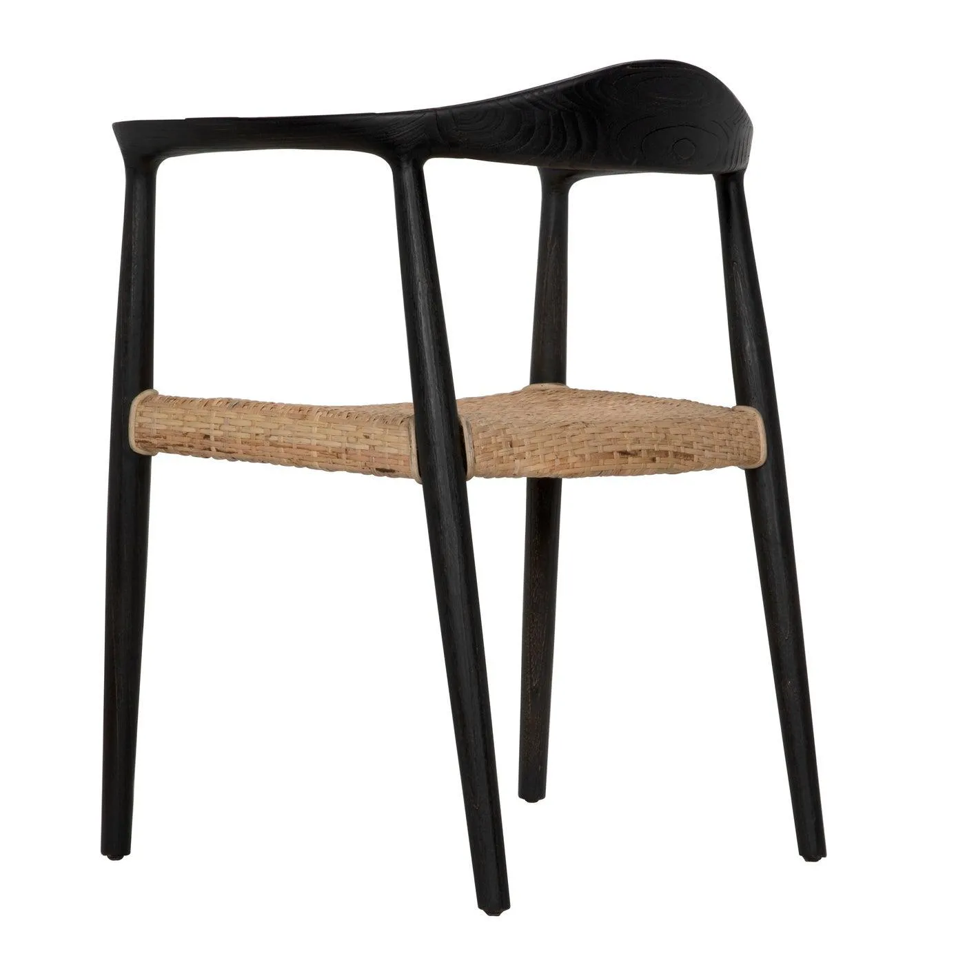 Dallas Chair, Black Burnt with Rattan by Noir