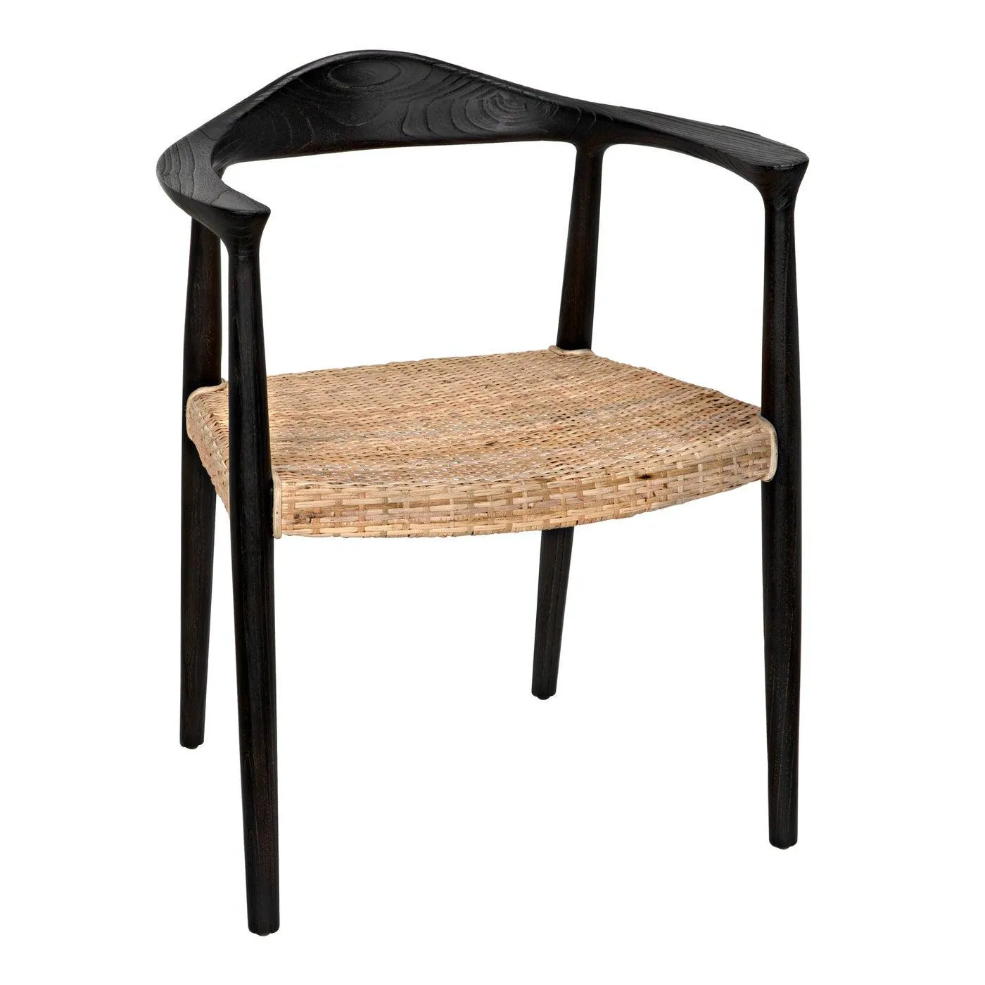 Dallas Chair, Black Burnt with Rattan by Noir