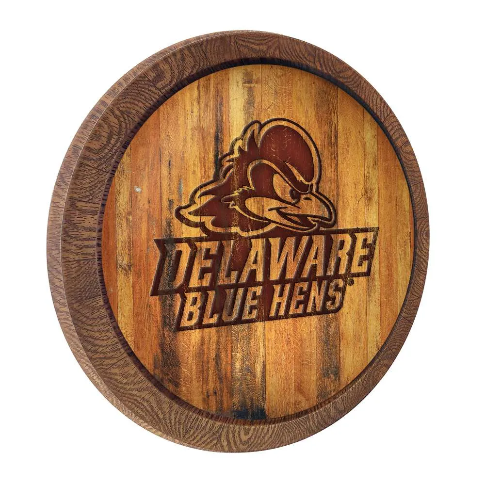 Delaware Blue Hens: Logo - Branded "Faux" Barrel Top Sign