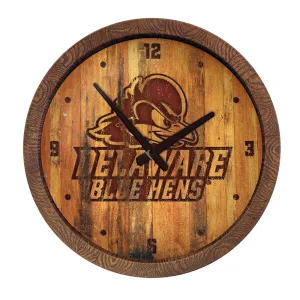 Delaware Blue Hens: Logo - Branded "Faux" Barrel Top Wall Clock