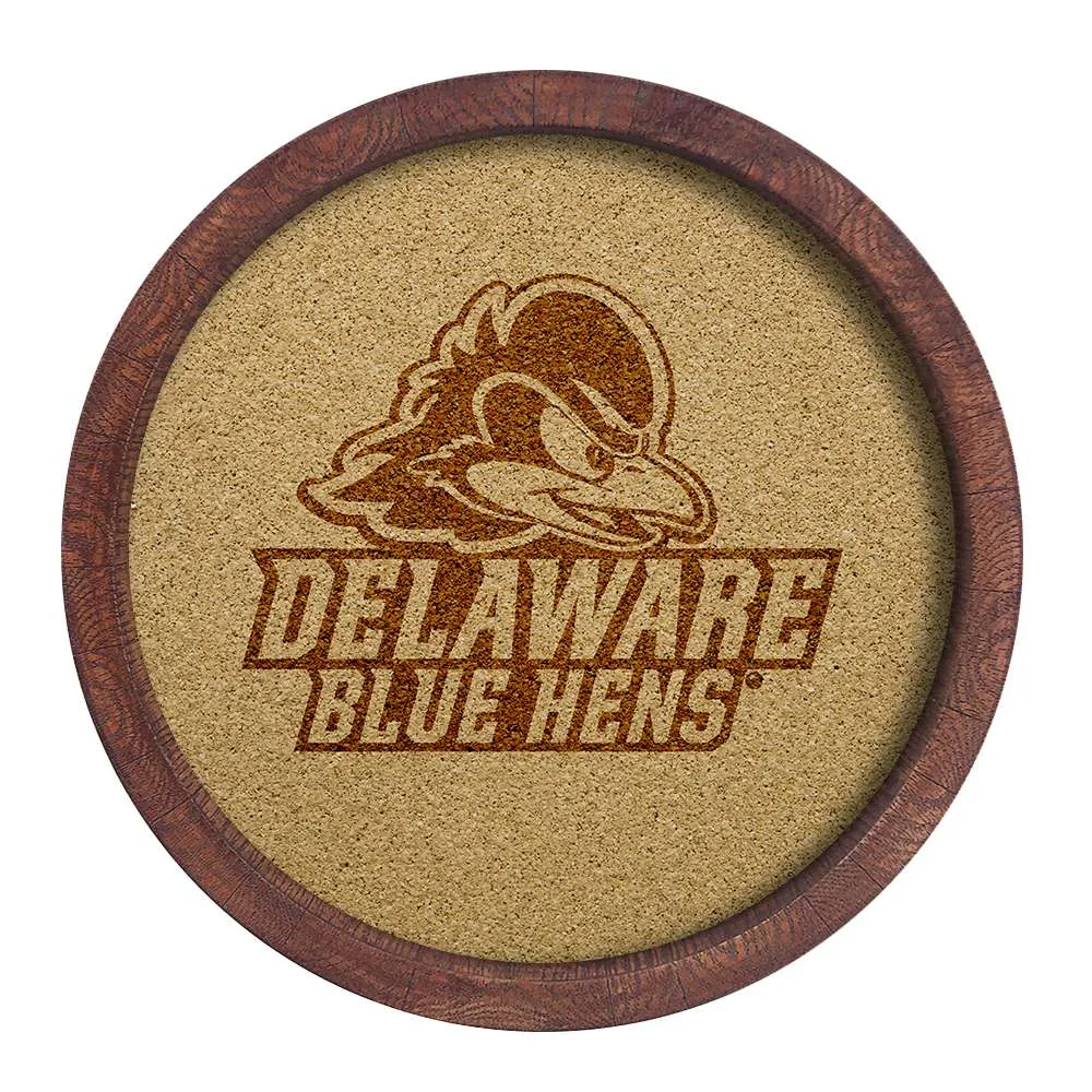 Delaware Blue Hens: Logo - "Faux" Barrel Top Cork Note Board