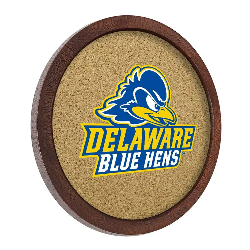 Delaware Blue Hens: Logo - "Faux" Barrel Top Cork Note Board