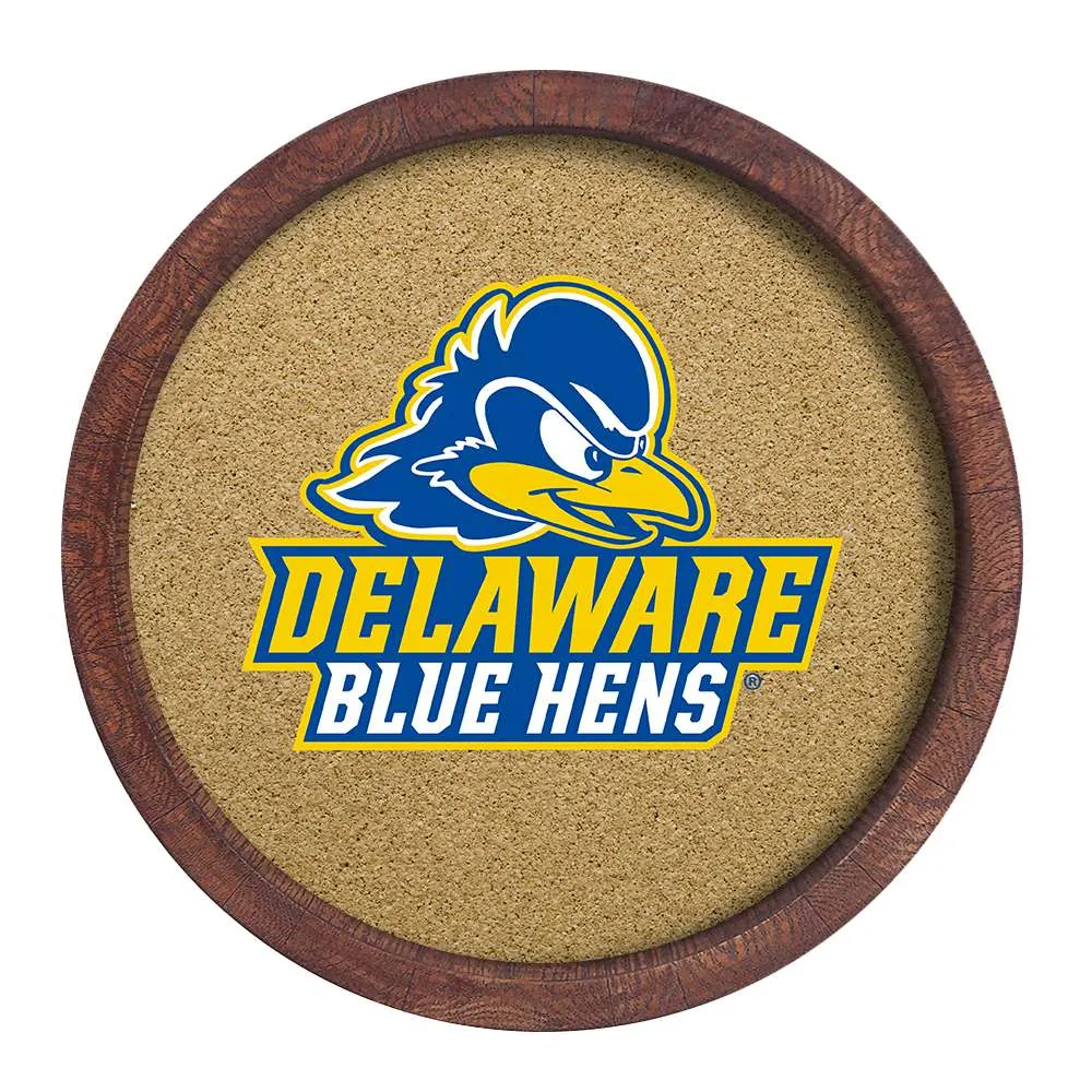 Delaware Blue Hens: Logo - "Faux" Barrel Top Cork Note Board