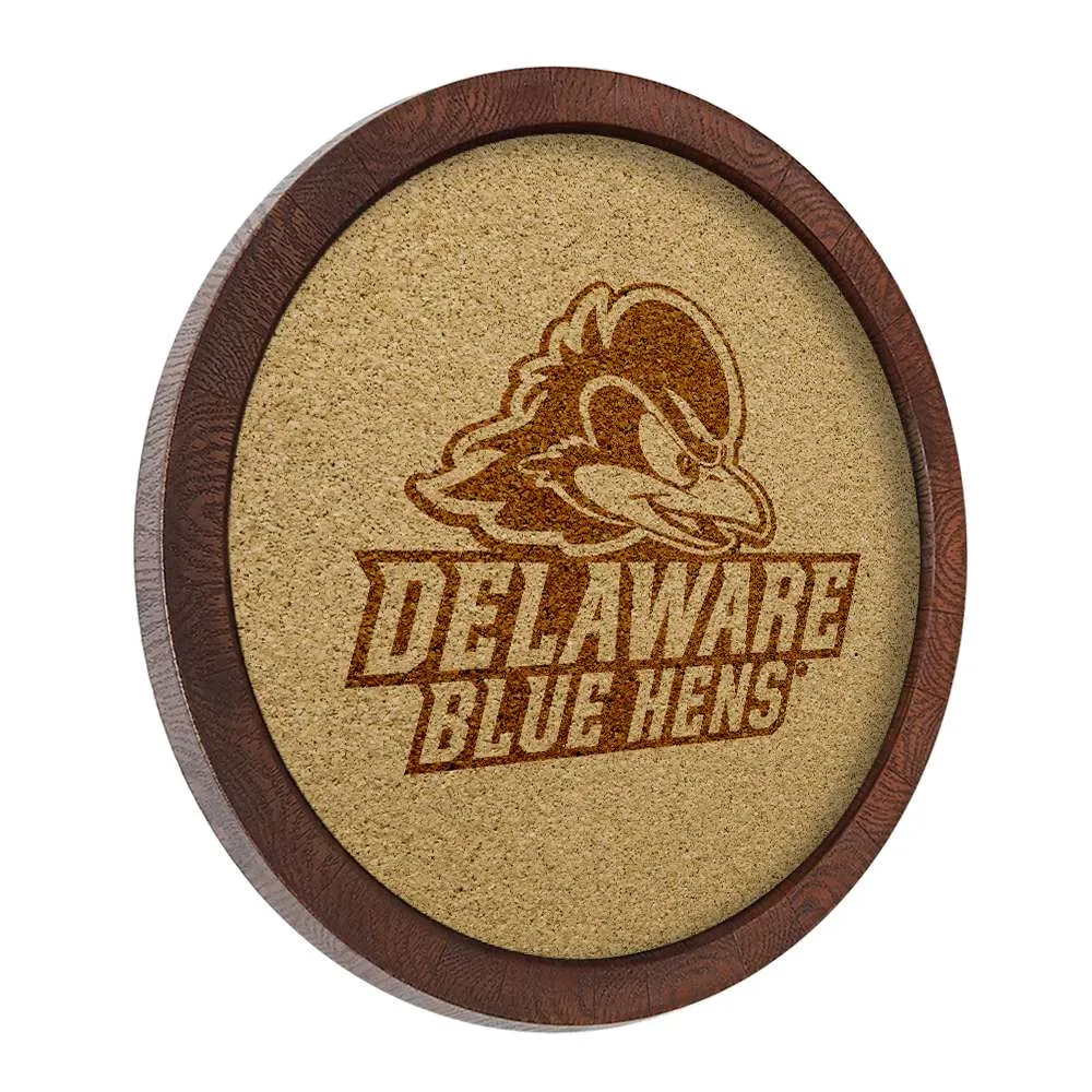 Delaware Blue Hens: Logo - "Faux" Barrel Top Cork Note Board