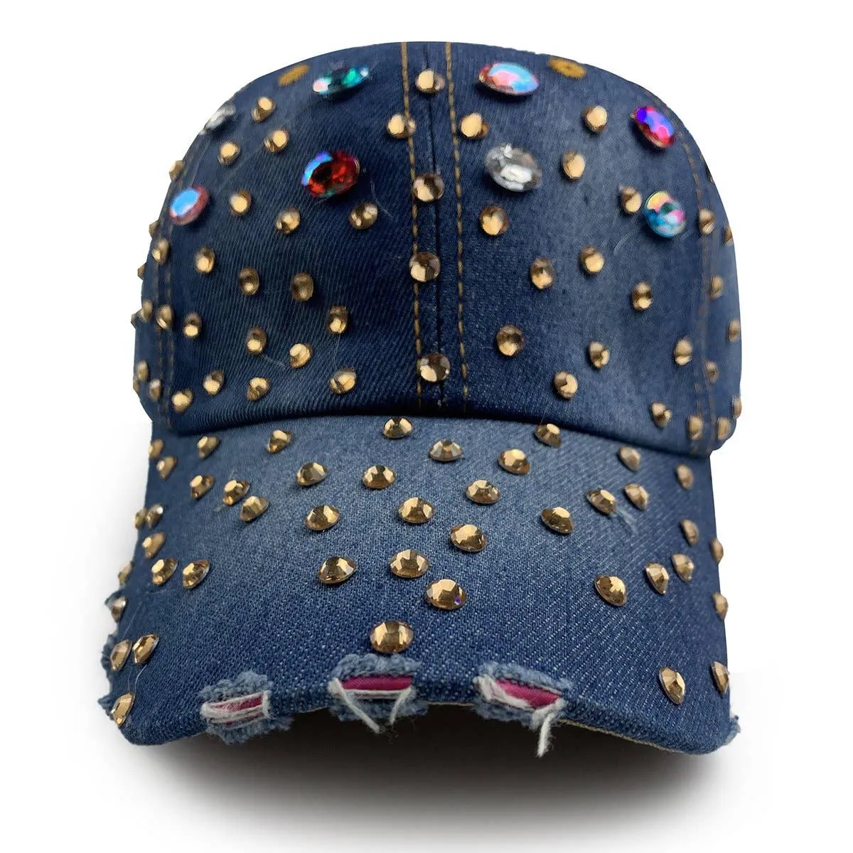 Desire Rhinestone Denim Baseball Hat