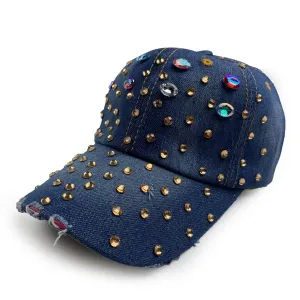 Desire Rhinestone Denim Baseball Hat
