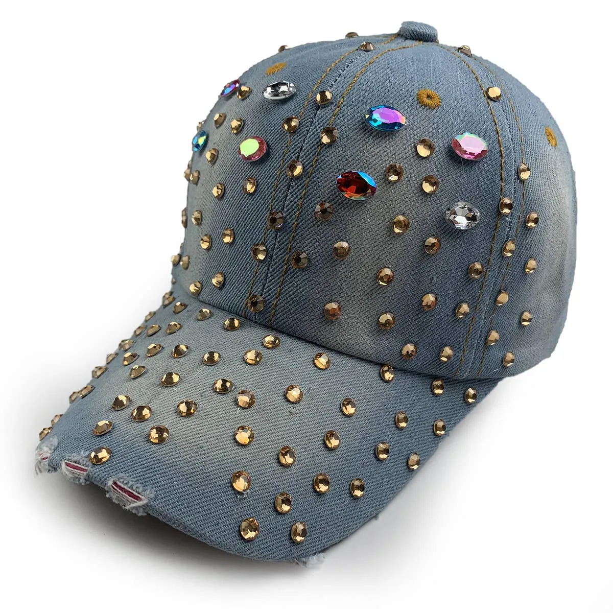 Desire Rhinestone Denim Baseball Hat